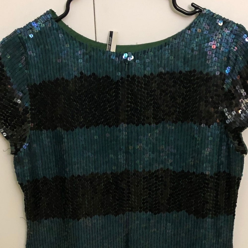 Black Striped Green Sequence Dress